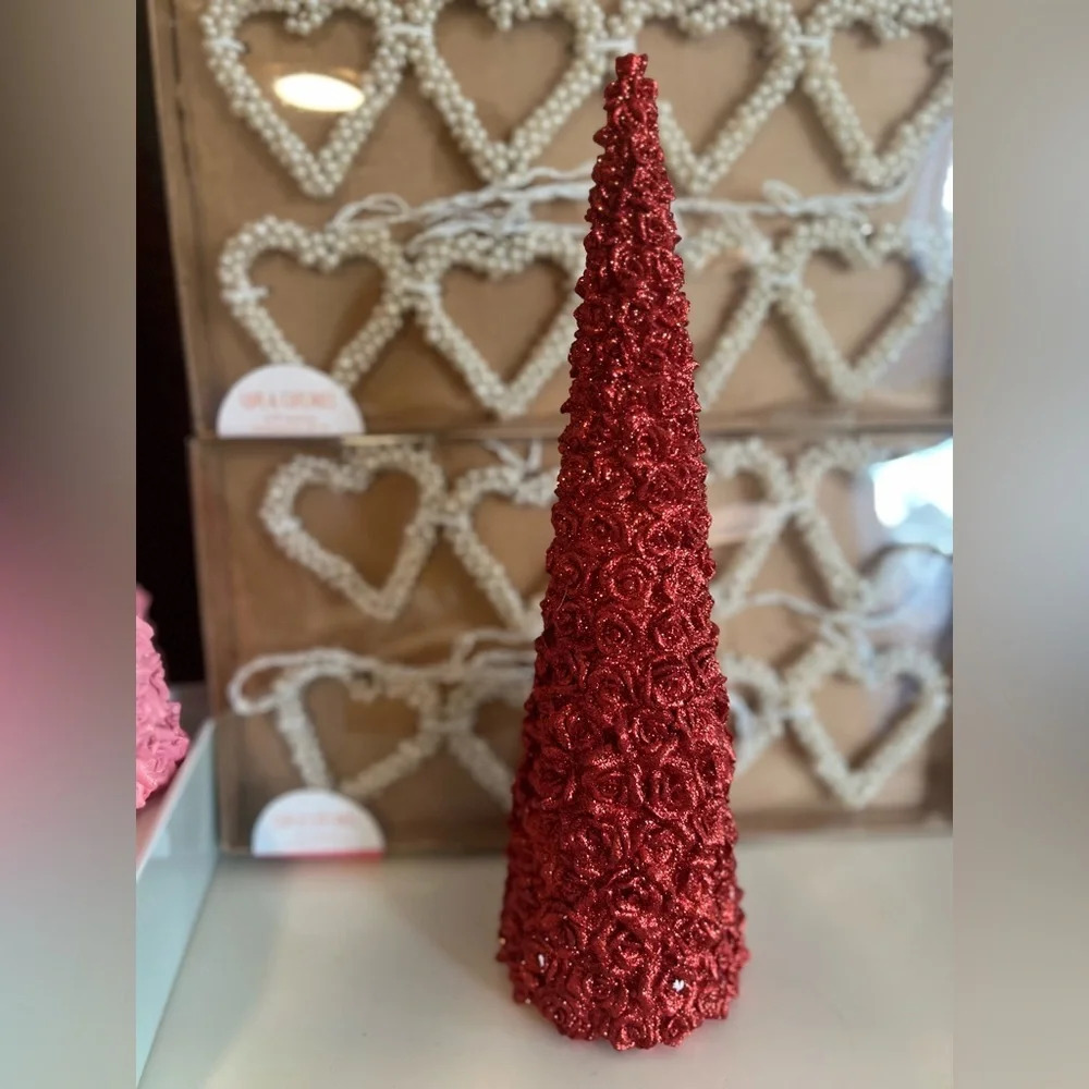 Elegant Red Glitter Rose Tree Decoration